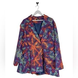 D’iyanu blazer jacket 2X African Batik print Bold funky style fully lined Flared